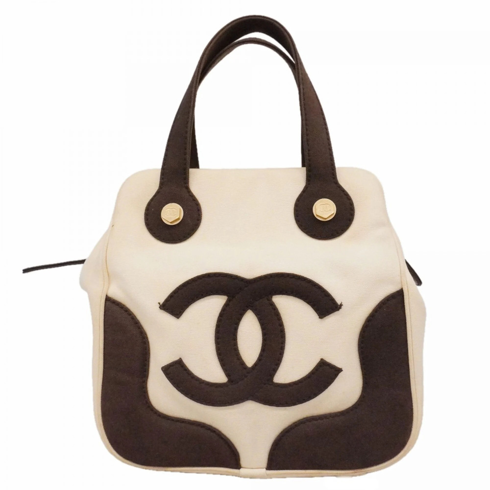 Chanel Canvas Handbag, Ivory & Black, Women's